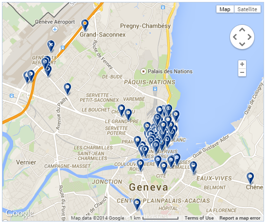 Display Geneva hotels on interactive map at Booking.com